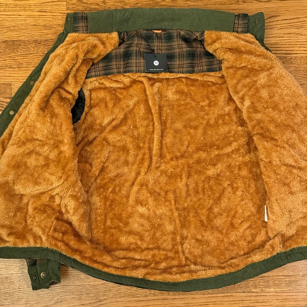 Men's Green Military Field Jacket with Faux Fur Lining